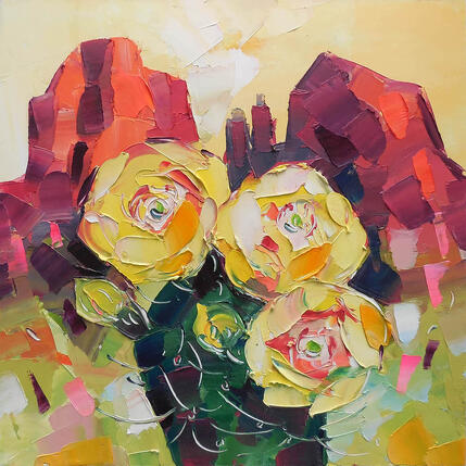 Painting Yellow Prickly Pear by Lunetskaya Elena | Painting
