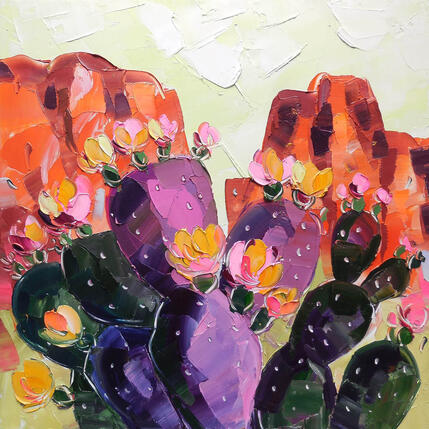 Peinture Purple Prickly Pear par Lunetskaya Elena | Tableau Figuratif Huile