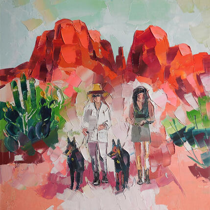 Painting The best friends by Lunetskaya Elena | Painting Figurative Oil Landscapes, Nature, Society