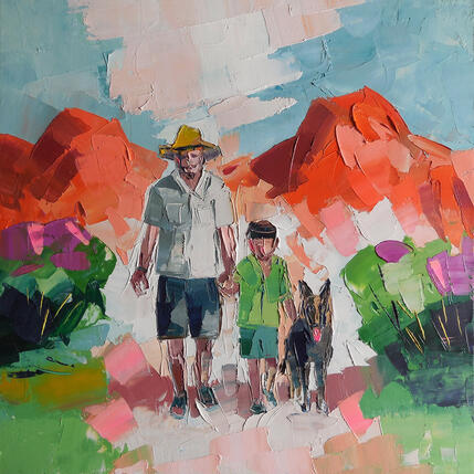 Painting Father's Day by Lunetskaya Elena | Painting Figurative Oil Landscapes, Nature, Society
