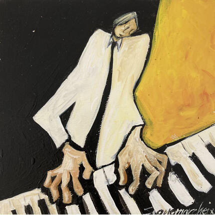 Painting Le concert by Signamarcheix Bernard | Painting Naive art Acrylic, Ink, Pastel