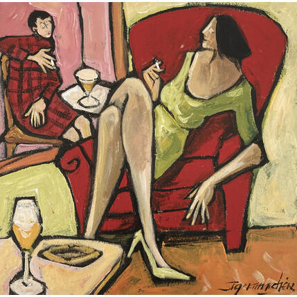 Painting Devant le portrait  by Signamarcheix Bernard | Painting Naive art Acrylic, Ink, Pastel Pop icons