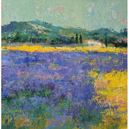 Peinture Le grand champs de lavandes par Vaudron | Tableau Figuratif
