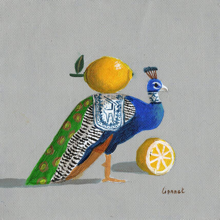 Painting Zebra aux citrons by Lionnet Pascal | Painting Surrealism Acrylic Animals, Life style, Still-life