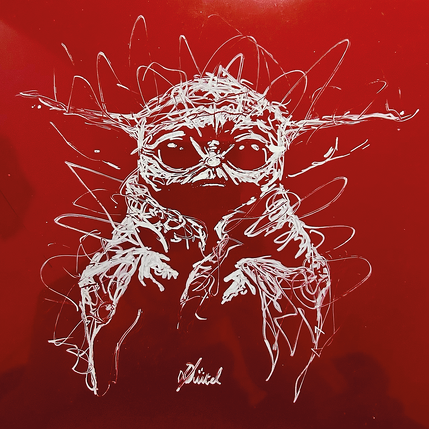 Gemälde Instinct Red Star Wars (Yoda No.01) von Pauline Dutel | Gemälde