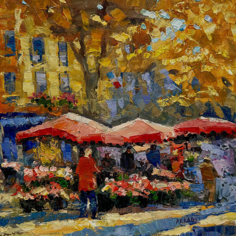 Painting Le marché à Aix by Arkady | Painting Figurative Oil