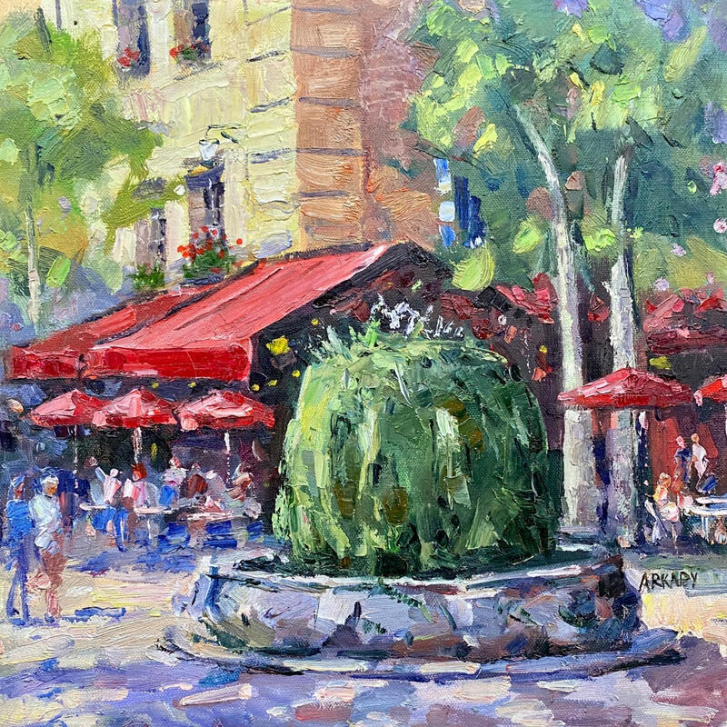 Peinture Fontaine moussue par Arkady | Tableau Figuratif Huile