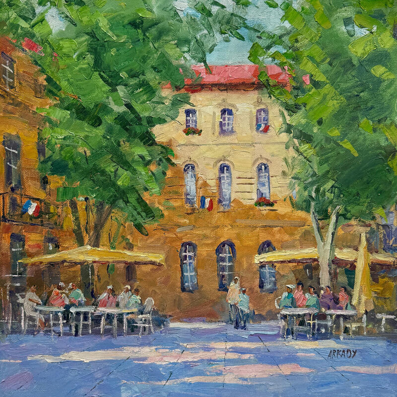 Painting Sous les Platanes de l’Archevêché by Arkady | Painting Figurative Oil
