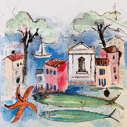 Gemälde Le bal des sardines von Colombo Cécile | Gemälde