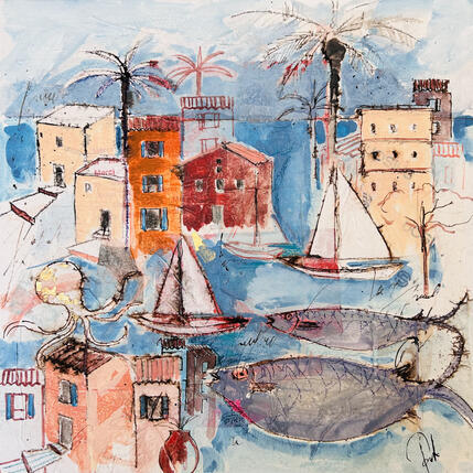 Painting Bleu, Azur by Colombo Cécile | Painting