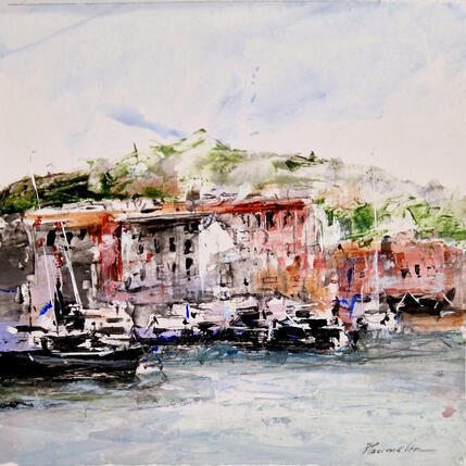 Gemälde Port de nice von Poumelin Richard | Gemälde Figurativ Acryl, Öl Natur, Pop-Ikonen