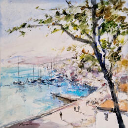 Peinture San-Juan Cau Ferrat par Poumelin Richard | Tableau Figuratif Acrylique, Huile Paysages