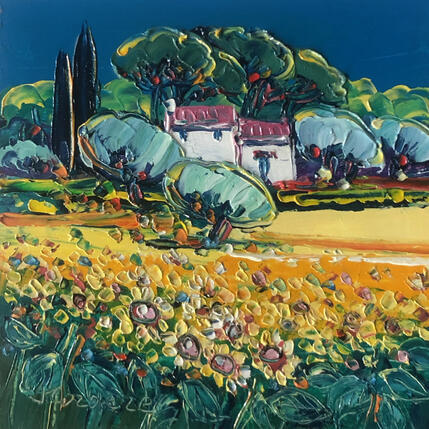 Painting La tête me tourne au soleil! by Corbière Liisa | Painting Figurative Oil Landscapes