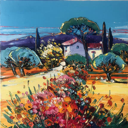 Gemälde Mas provençal von Corbière Liisa | Gemälde Figurativ Öl Landschaften