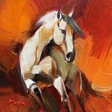 Painting Scarlet drift by Bond Tetiana | Painting Figurative Oil