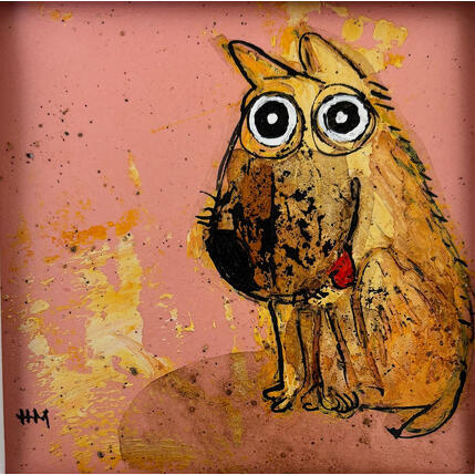 Painting Chien jaune by Maury Hervé | Painting Raw art Acrylic, Ink Animals