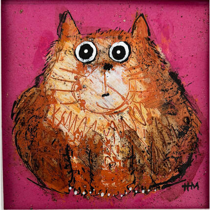 Painting Pink cat by Maury Hervé | Painting Raw art Acrylic, Ink Animals