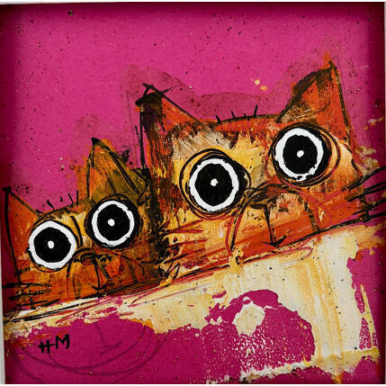 Painting Curious by Maury Hervé | Painting Raw art Acrylic, Ink Animals