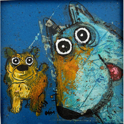 Peinture Meeting par Maury Hervé | Tableau Art Singulier Acrylique, Encre Animaux