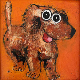 Painting Teckel by Maury Hervé | Painting Raw art Acrylic, Ink Animals, Pop icons