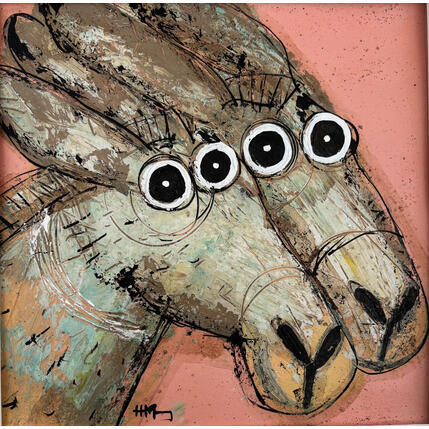 Painting Happy donkeys by Maury Hervé | Painting Raw art Acrylic, Pigments Animals