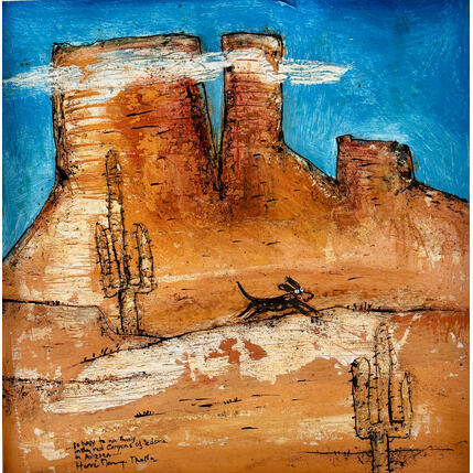 Painting Just happy! by Maury Hervé | Painting Raw art Acrylic, Pigments Animals