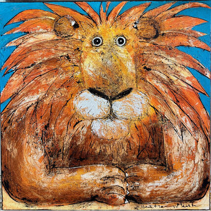 Painting Quiet Leo by Maury Hervé | Painting Raw art Ink, Watercolor Animals