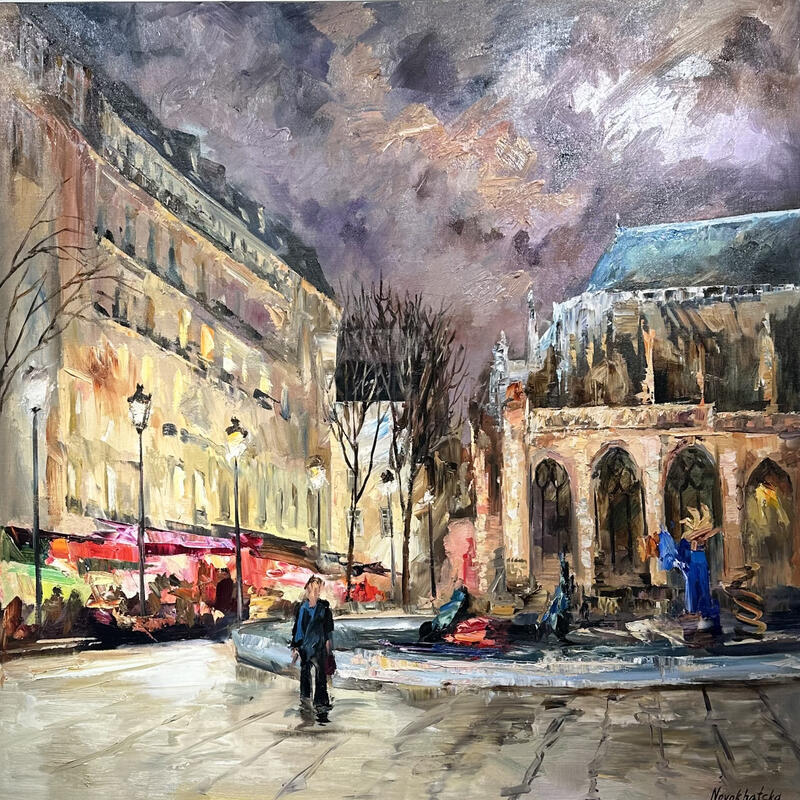 Pintura La fontaine du centre Pompidou por Novokhatska Olga | Pintura