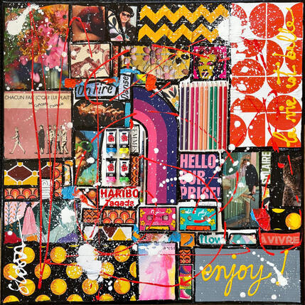 Painting Enjoy! by Costa Sophie | Painting Pop-art Acrylic, Gluing, Upcycling