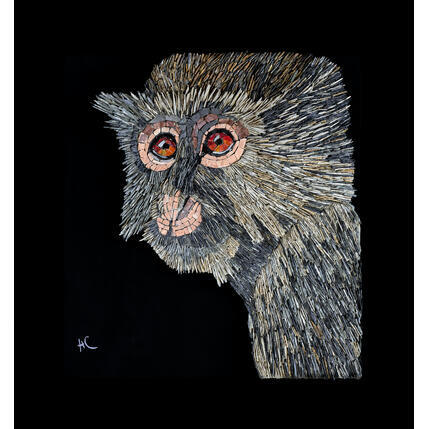 Gemälde Maimou von Couret Agnès  | Gemälde Figurativ Schiefer, Stein Tiere