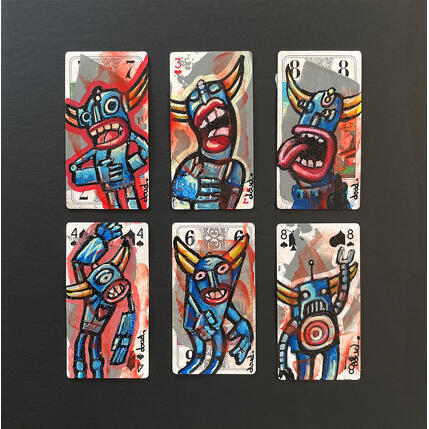 Gemälde Corale mécanique von Doudoudidon | Gemälde Art brut Acryl Porträt