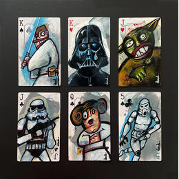 Gemälde Vador et compagnie von Doudoudidon | Gemälde Art brut Acryl Pop-Ikonen, Porträt