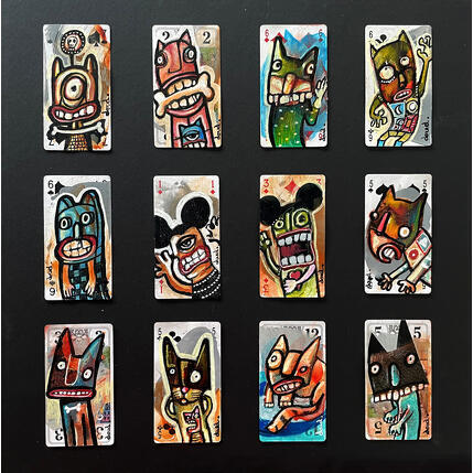 Gemälde Comme chats et souris von Doudoudidon | Gemälde Art brut Acryl Pop-Ikonen