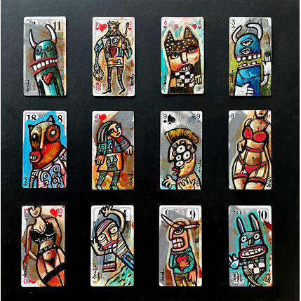 Gemälde Astrolove von Doudoudidon | Gemälde Art brut Acryl Akt, Porträt