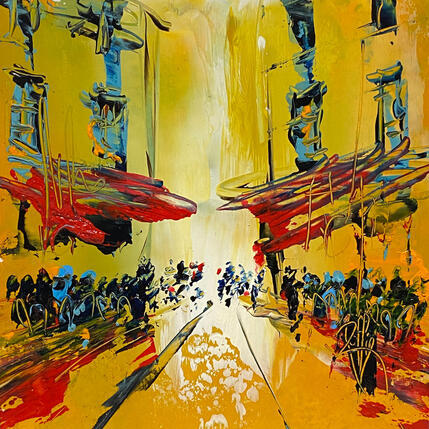 Pintura Ruelle orangée por Raffin Christian | Pintura