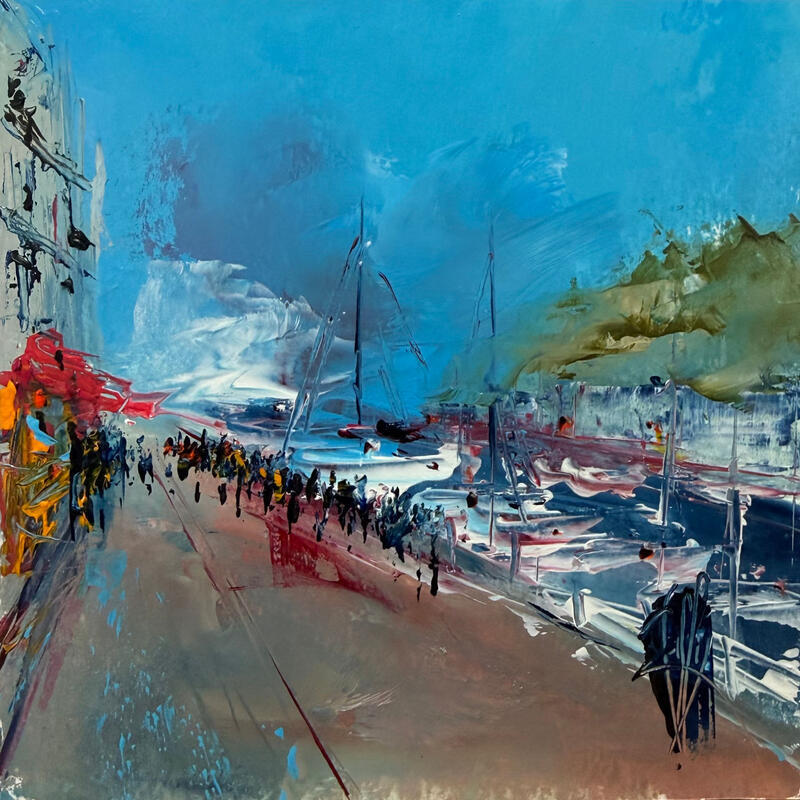 Painting Sur le quai by Raffin Christian | Painting Figurative Urban Oil