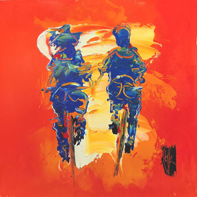 Painting Complices by Raffin Christian | Painting Figurative Life style Oil