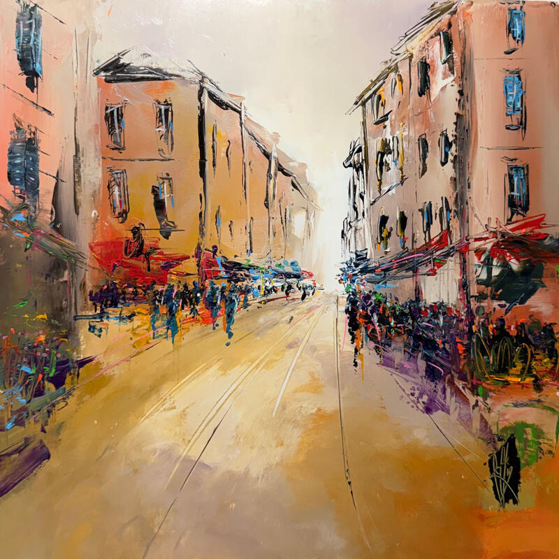 Painting Aux terrasses des cafés by Raffin Christian | Painting Figurative Urban Oil