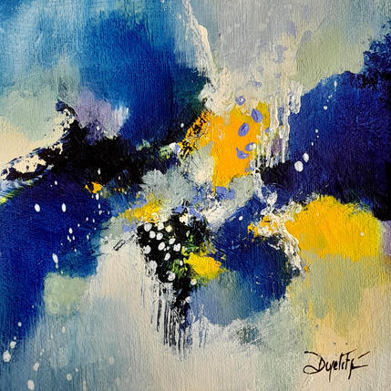 Pintura Un peu de jaune por Dupetitpré Roselyne | Pintura Abstracto Acrílico Minimalista