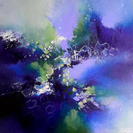 Painting Du bleu partout by Dupetitpré Roselyne | Painting Abstract Acrylic Minimalist