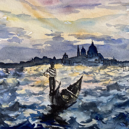 Painting Coucher de soleil vénitien by Sorokopud Angelina | Painting