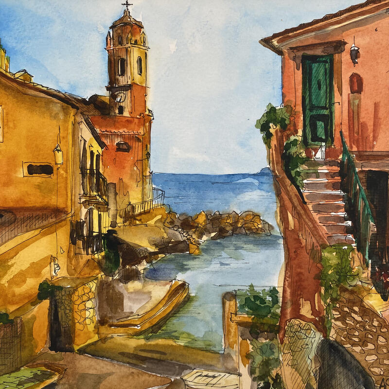 Peinture Église sur mer par Sorokopud Angelina | Tableau