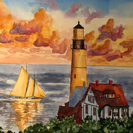 Painting Phare ensoleillé by Sorokopud Angelina | Painting