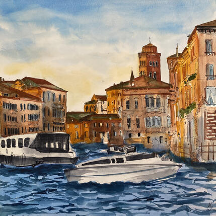 Painting Promenade à Venise by Sorokopud Angelina | Painting