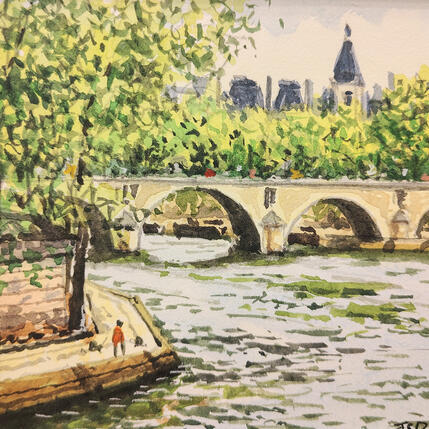 Painting Paris, Le Pont Marie Île Saint-Louis. by Decoudun Jean charles | Painting Figurative Watercolor Urban