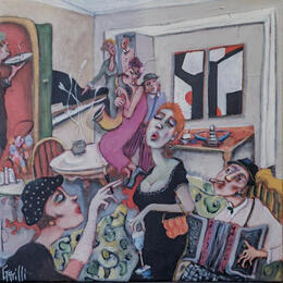 Peinture Élégant cocktail musical  par Garilli Nicole | Tableau Figuratif Acrylique Scènes de vie