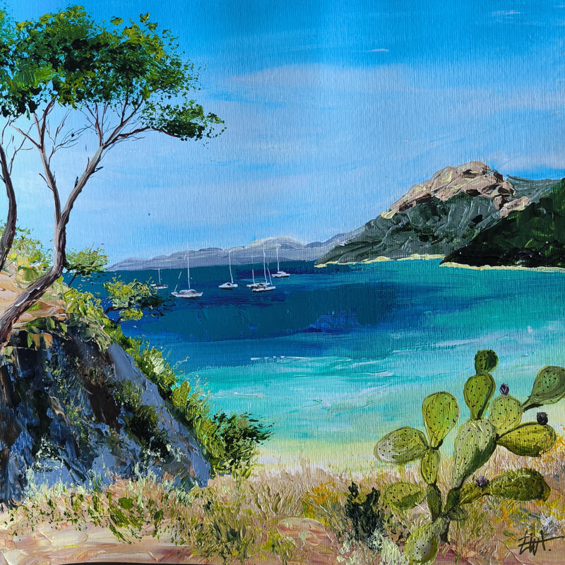 Peinture Let the Sunshine in. par Rey Ewa | Tableau Figuratif Paysages Acrylique