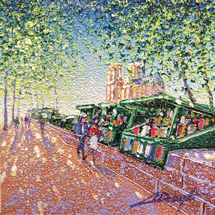 Painting Bouquiniste des quais by Dessapt Alan | Painting Figurative Acrylic, Oil Urban