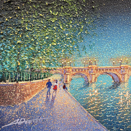 Painting Promenade nocturne, Pont Neuf by Dessapt Alan | Painting