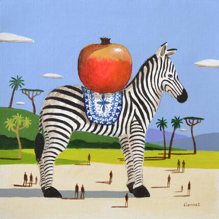 Peinture Zèbre à la grenade par Lionnet Pascal | Tableau